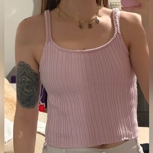 American Eagle Outfitters Light Pink Ribbed Knit Tank